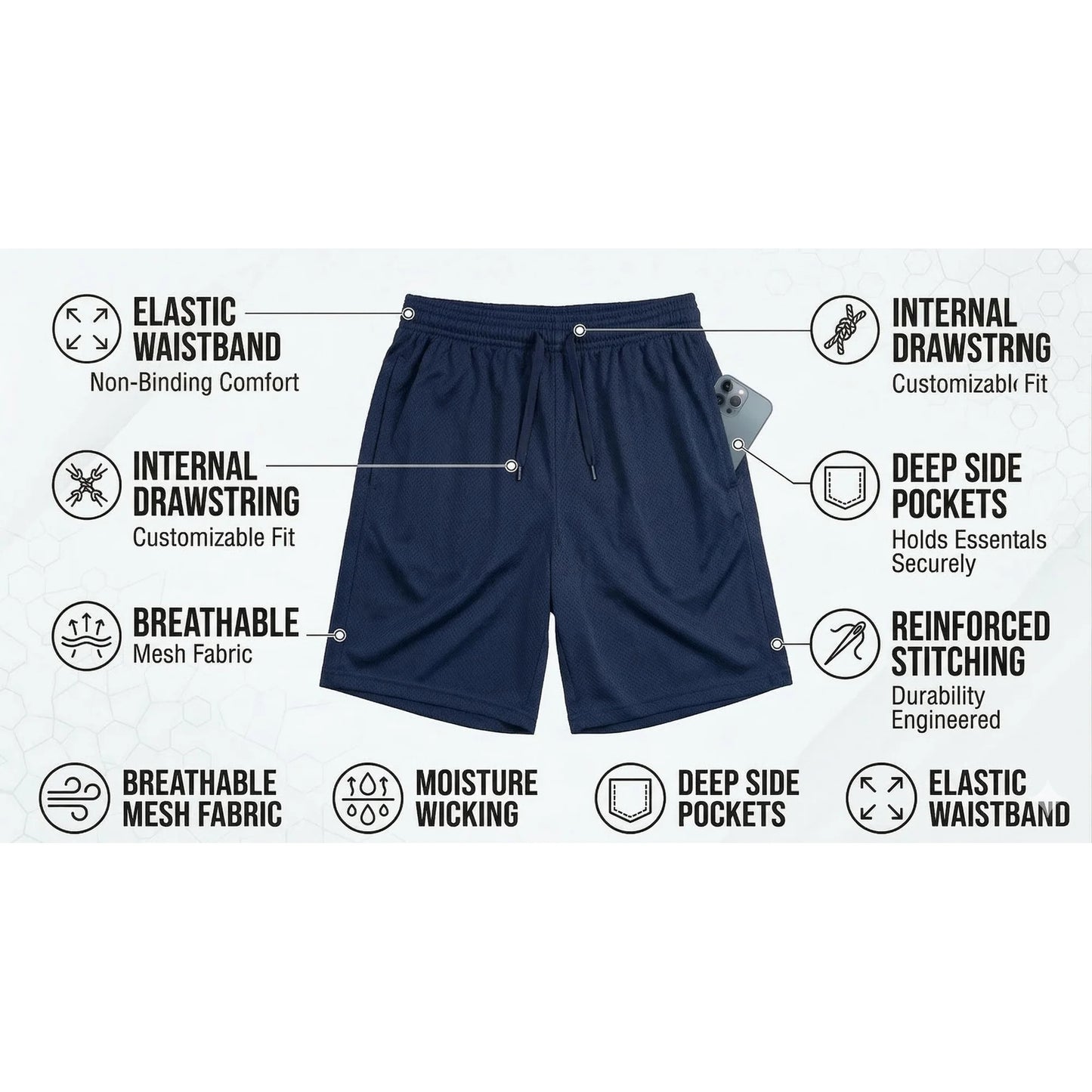 Daresay Men’s 9" Mesh Athletic Shorts 5-Pack with Pockets