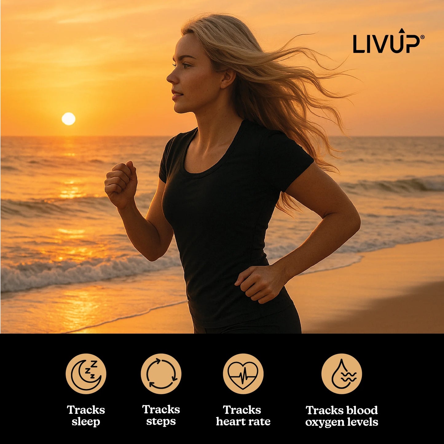 LivUp Smart Ring Silver Fitness and Sleep Tracker Size 8