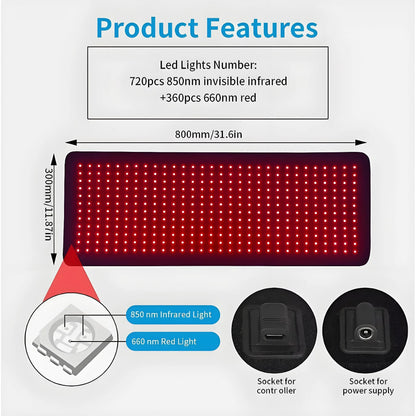 Red Light Therapy Pad Infrared LED Full Body Mat for Muscle Recovery