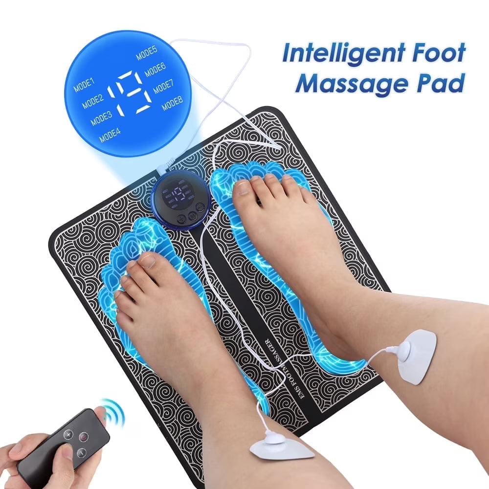 EMS Foot Massager Mat Electric Foot & Leg Massager with Electrode Pads