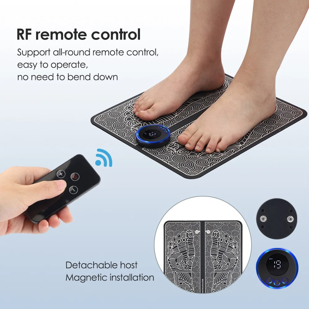 EMS Foot Massager Mat Electric Foot & Leg Massager with Electrode Pads