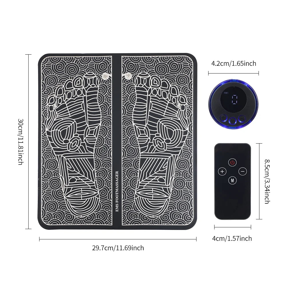 EMS Foot Massager Mat Electric Foot & Leg Massager with Electrode Pads