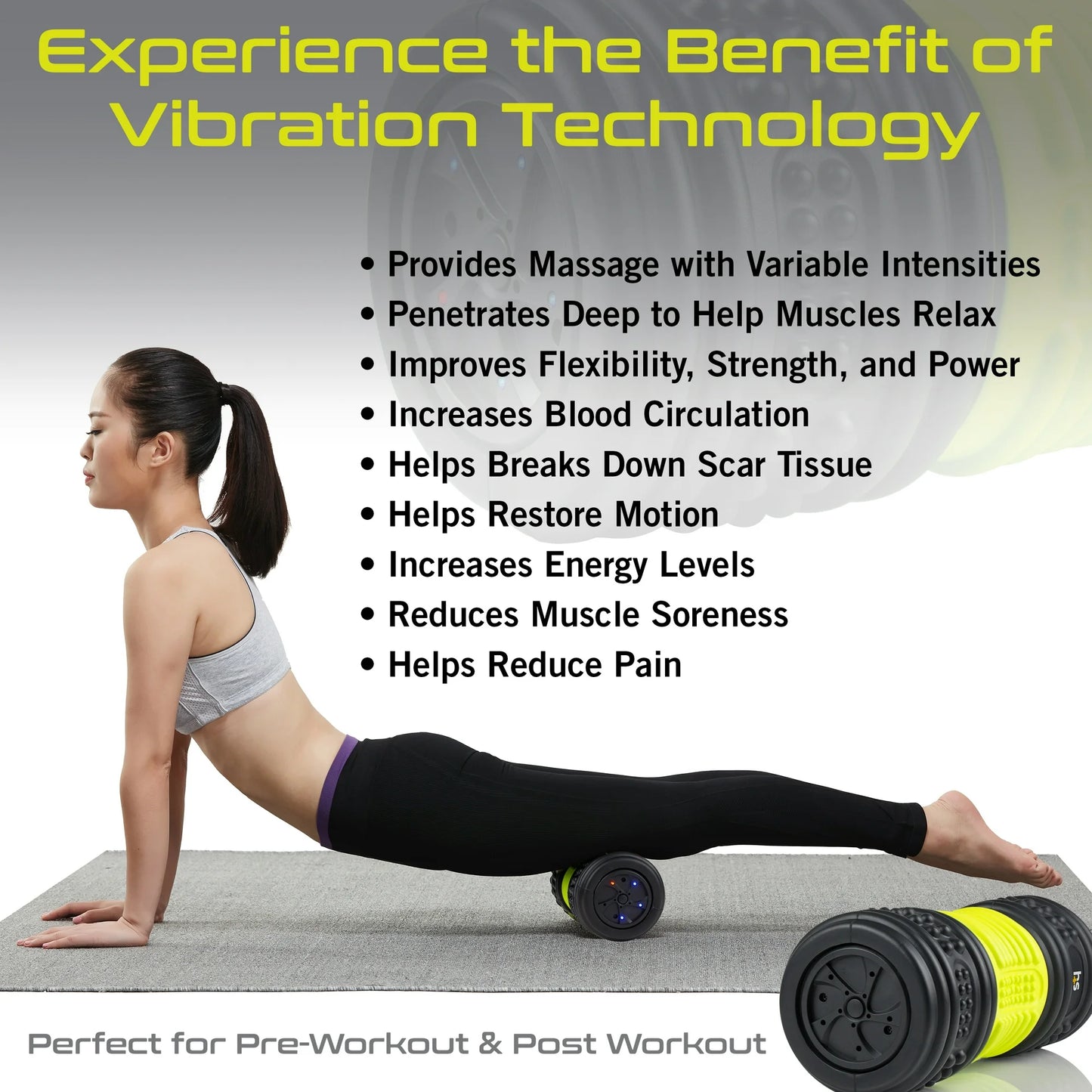 HealthSmart 4-Speed Vibrating Foam Roller for Muscle Recovery