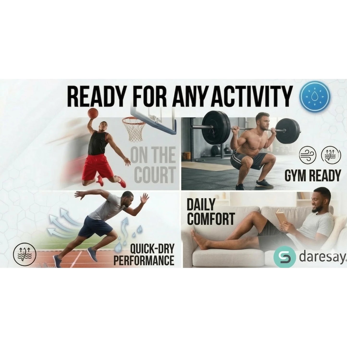Daresay Men’s 9" Mesh Athletic Shorts 5-Pack with Pockets