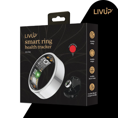 LivUp Smart Ring Silver Fitness and Sleep Tracker Size 8