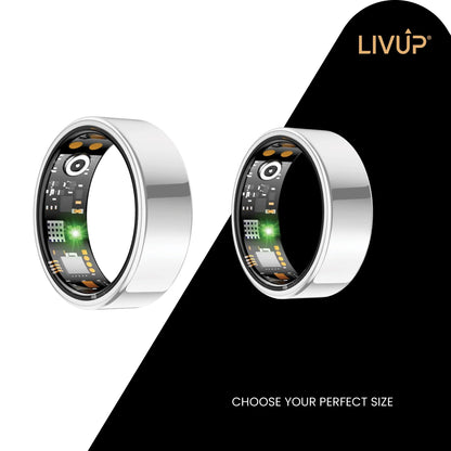 LivUp Smart Ring Silver Fitness and Sleep Tracker Size 8