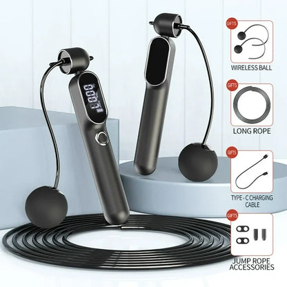 Cordless Jump Rope with Counter 2-in-1 Weighted Smart Skipping Rope